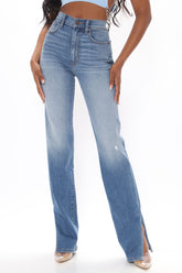 Tall Killing 'Em Softly Side Split Jean - Medium Blue Wash